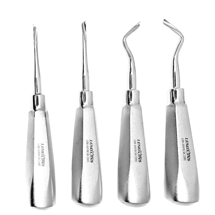 Root Fragment Removal Elevators Set Of 4 | Twist Style Precision Tools for Dental Procedures