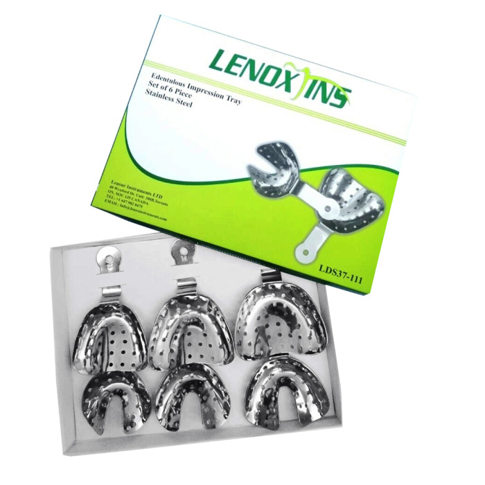 Impression Trays Edentulous Perforated Set of 6 | Precision Tools for Accurate Dental Impressions
